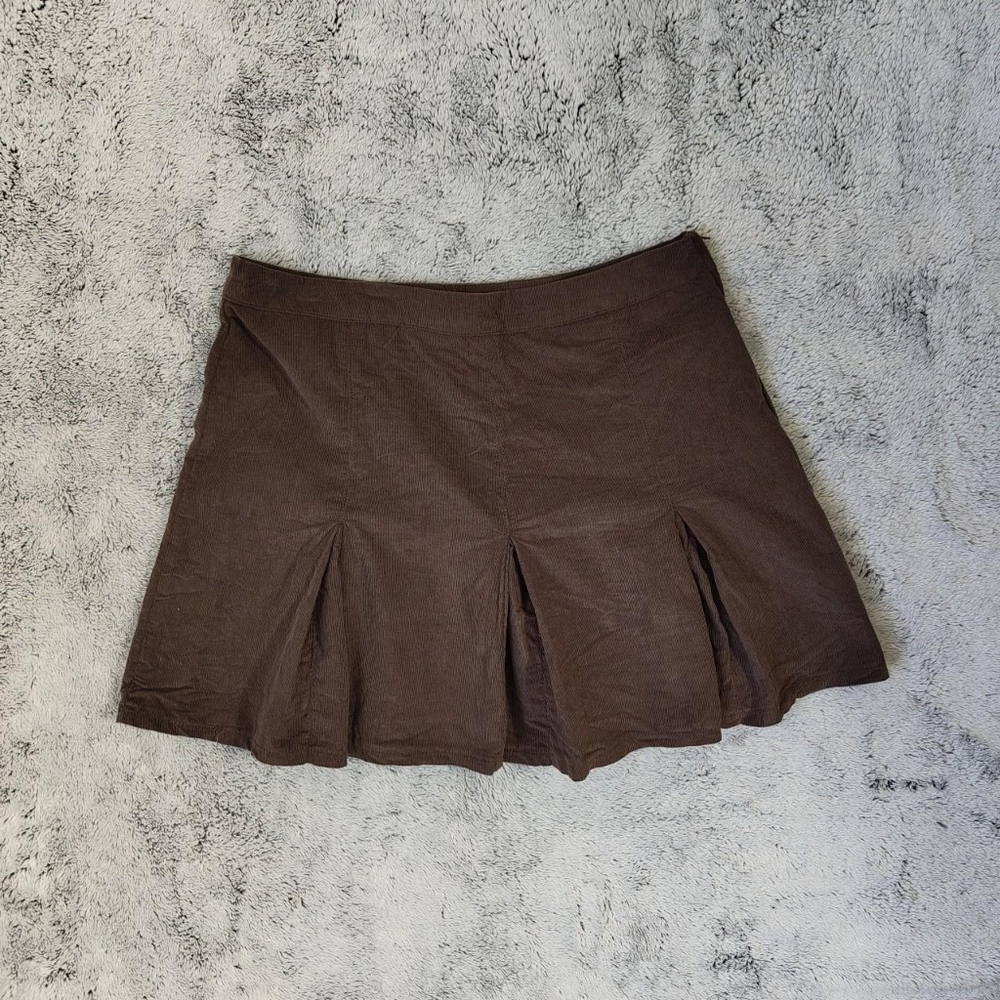 Brown Corduroy Pleated Mini Skirt Eyeshadow Size 9